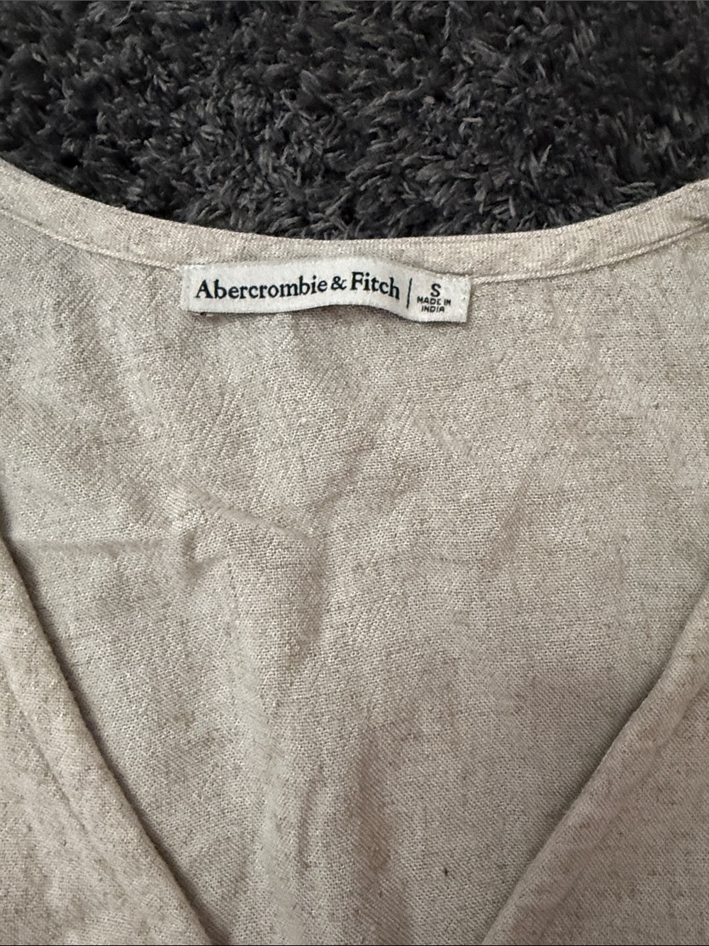 Abercrombie & Fitch Cream Tie-Front Crop Top - Picture 2 of 4